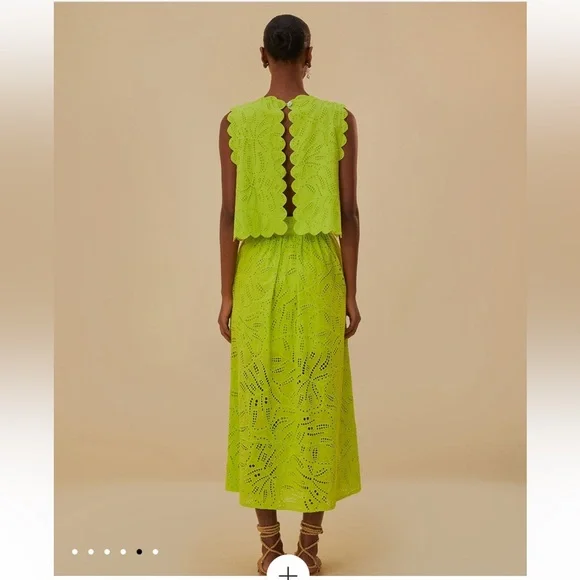 Green Monstera Eyelet Maxi Skirt - Picture 8 of 15
